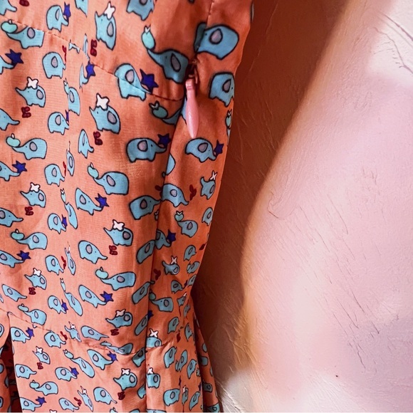 Monteau Terracotta Pink Elephant Print Retro Fit and Flare Dress Women's M - Picture 4 of 6